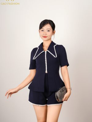 Combo Quần Đùi/Ao Cổ Cánh Bướm Năng Động, Tươi Mới