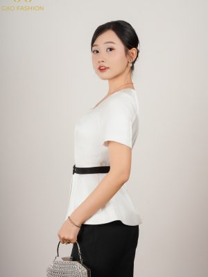 Set Cổ U Peplum Và Quần Ống Loe