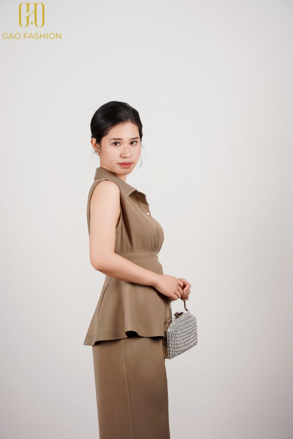 Set Quần Ống Rộng Áo Nhún Ngực